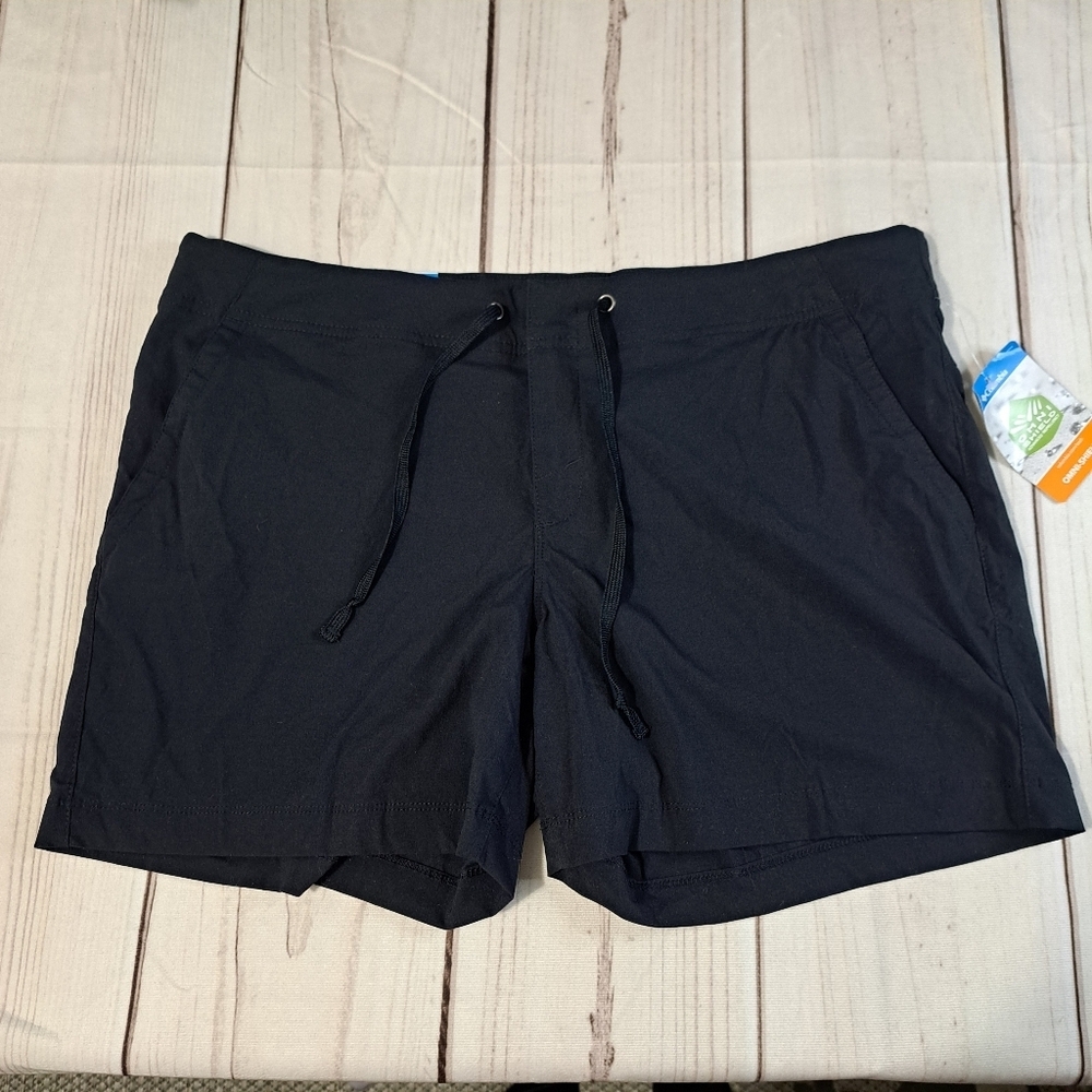 Columbia Active Fit Black Drawstring Shorts Size 16 Omni Shield